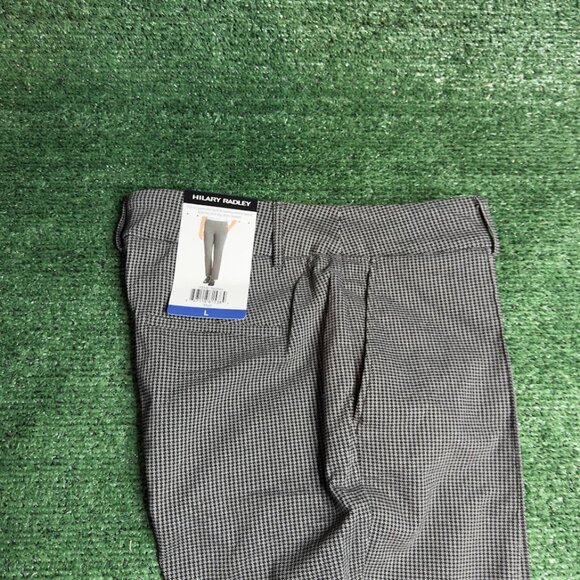 Hilary Radley High Rise Pull-On Plaid Stretch Pants Women’s Size L Black NWT  Up - Picture 4 of 16